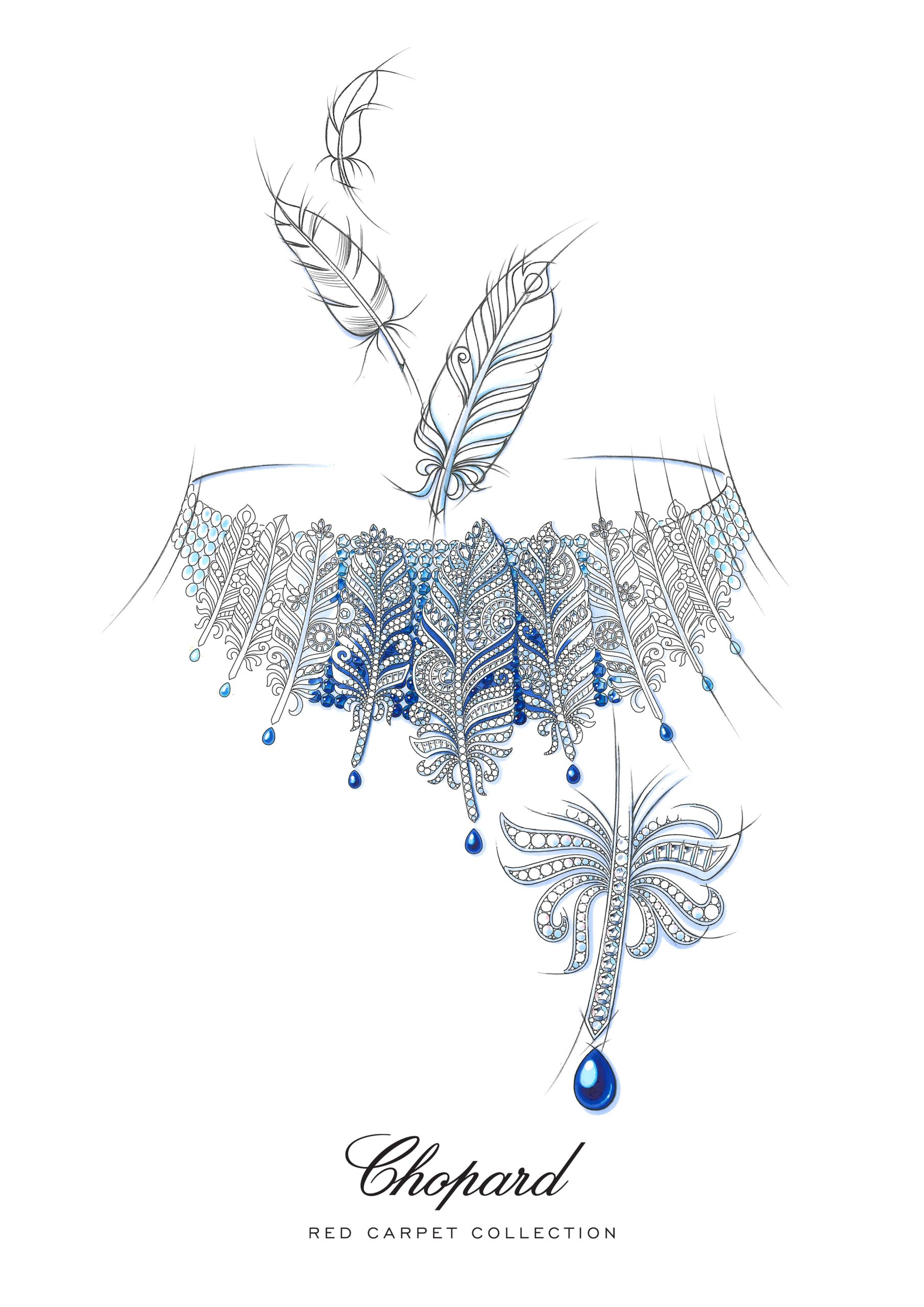 Nova Chopard kolekcija na 76. Kanskom festivalu: Pogledajte šta su nosile filmske zvezde 810244 1001 Red Carpet Collection sketch scaled Nova Chopard kolekcija na 76. Kanskom festivalu: Pogledajte šta su nosile filmske zvezde
