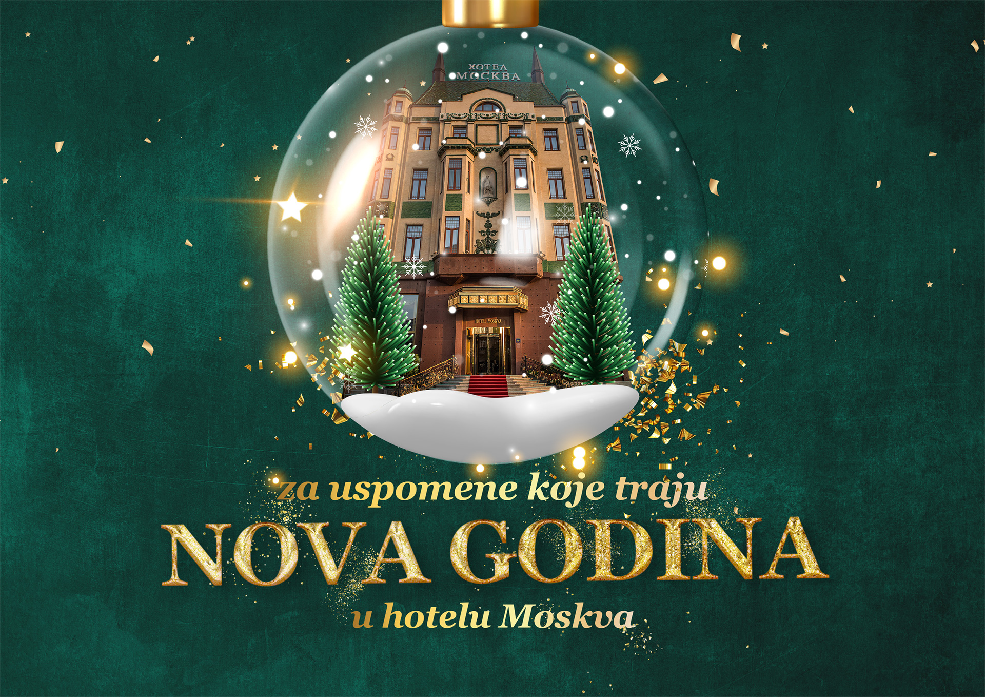 Hotel Moskva NG 2024 letak A5 SRB PREDLOG 23 10 2023 PREDNJA STRANA Ovde se održava najglamurozniji novogodišnji branč u gradu   za kraljevski osećaj luksuza, otmenosti i prestiža
