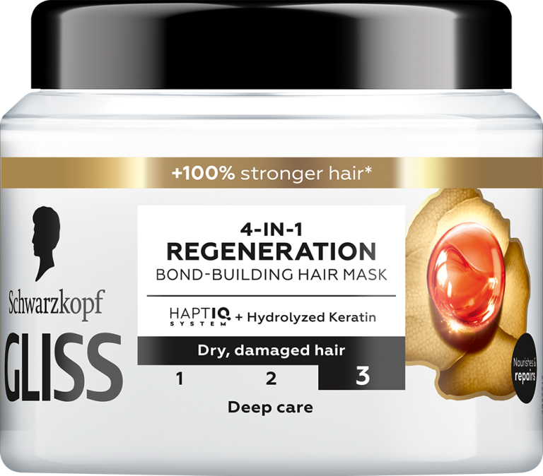 9000101725896 GLISS 4 in 1 Regeneration Bond Building Hair Mask 400ml 2932823 CEE1 front 1 768x674 Oporavak kose posle dugog, toplog leta: Pronašli smo 5 novih maski za kosu koje su odmah postale naši hair care favoriti