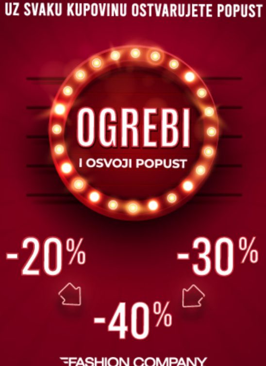 Modni dobitak: Ogrebi i osvoji popust do 40%