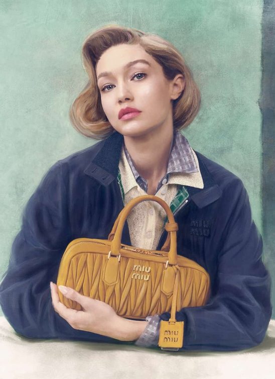 Gigi Hadid predstavlja nove Miu Miu torbe u kampanji koja podseća na umetničke slike